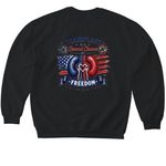 Red, White, and Blue&nbsp;, a Black Softstyle Crewneck Sweatshirt (back-view)