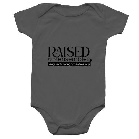 Raised by the Ensemble Onesie, a Charcoal Infant Onesie