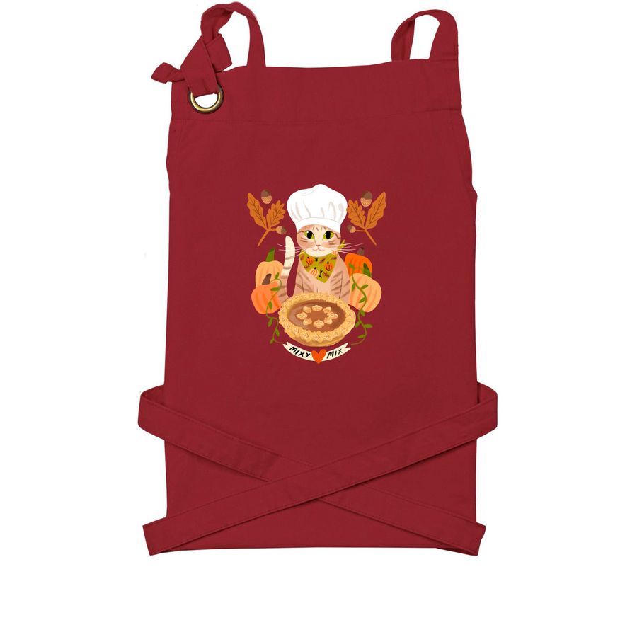 Pumpkin Sweetie Pie Apron, a Burgundy Cotton Canvas Pocket Apron