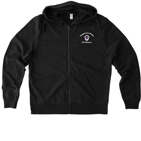 Temporary Home Pet Rescue, a Deep Black Allmade Organic French Terry Zip Up Hoodie