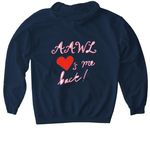 I <3 AAWL, a Navy Gildan Softstyle Pullover Hoodie (back-view)