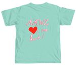 I <3 AAWL, a Chalky Mint Comfort Colors Unisex Tee (back-view)