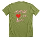 I <3 AAWL, a Heather Green Premium Unisex Tee (back-view)