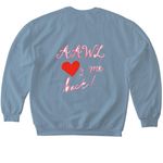 I <3 AAWL, a Stone Blue Softstyle Crewneck Sweatshirt (back-view)