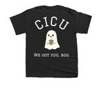 CICU Little Boos 3, a Black Youth Unisex Tee (back-view)