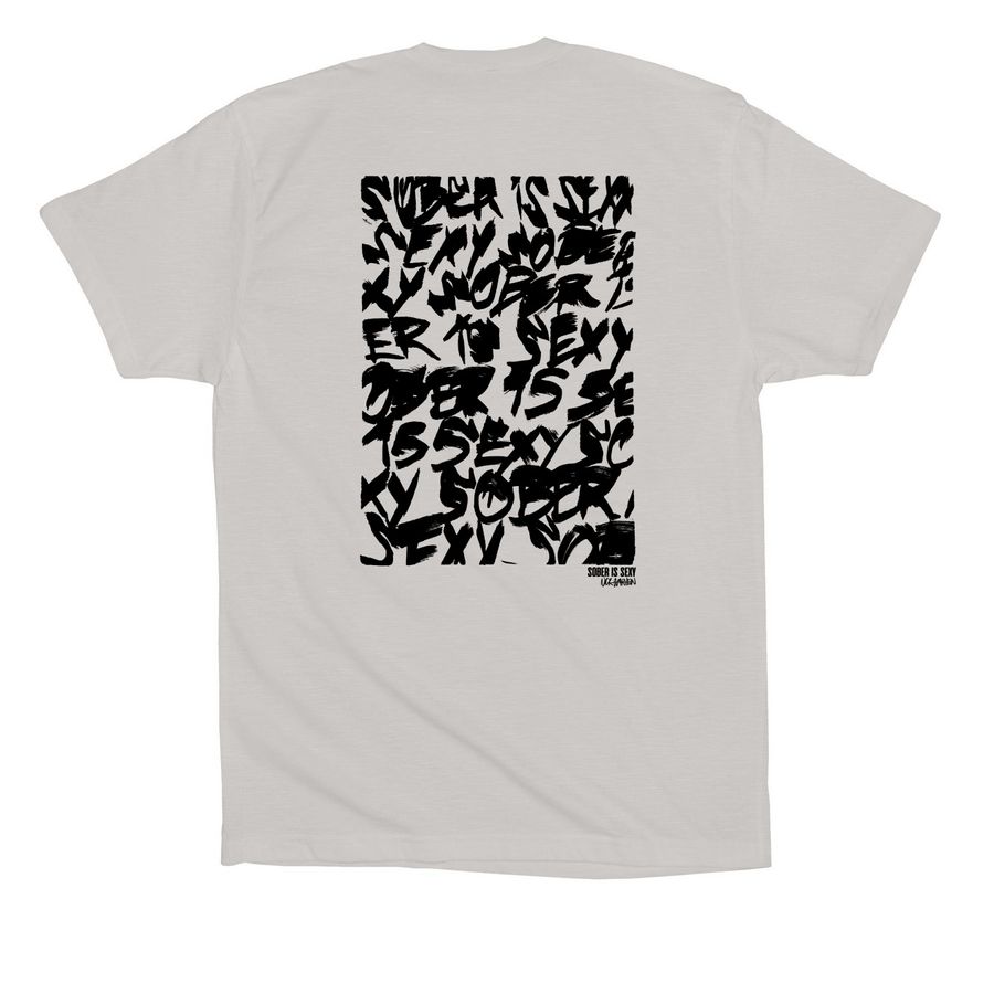 Sober is Sexy Artist Edition N.A, a Solid Athletic Grey Premium Cotton Tee (back-view)