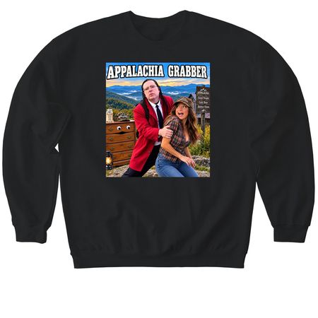 Appalachian Grabber In Appalachia&nbsp;, a Black Softstyle Crewneck Sweatshirt