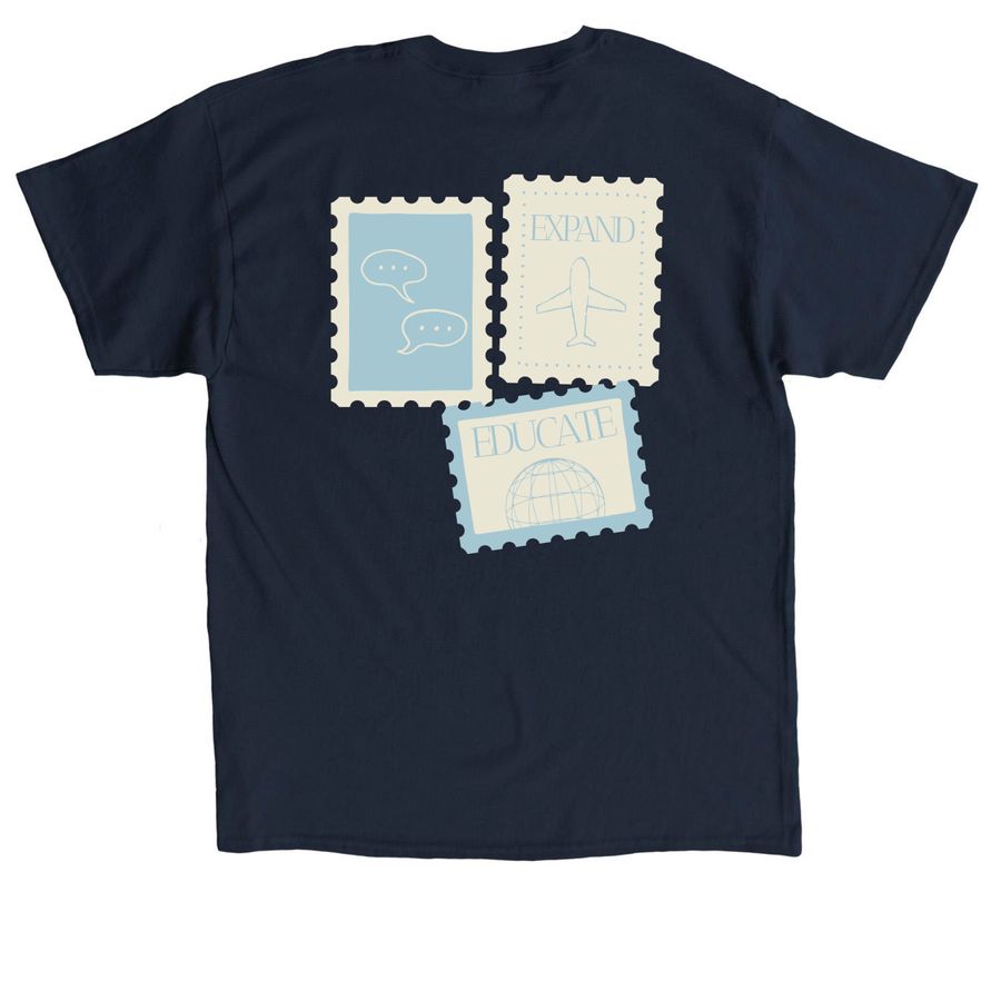 MassBQ Postage Stamp Collection, a Navy Classic Unisex Tee (back-view)