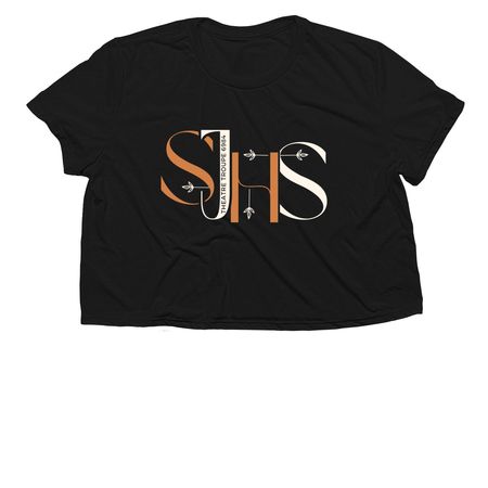 Troupe 6984 Tee, a Black Women?s Flowy Cropped Tee
