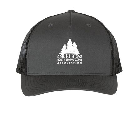 OSWA Hats, a Charcoal/ Black Printed Five-Panel Trucker Cap