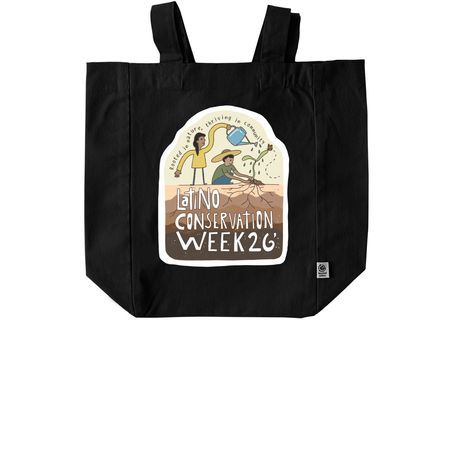 Latino Conservation Week '26 Tote, a Black Recycled Cotton Tote Bag