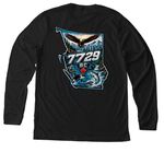 7729 BC - Ask me what it means, a Solid Black Blend Premium Long Sleeve Tee (back-view)