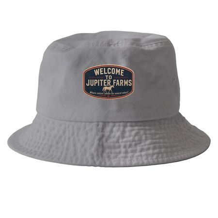 Welcome to Jupiter Farms 2.0, a Grey Printed Bucket Hat