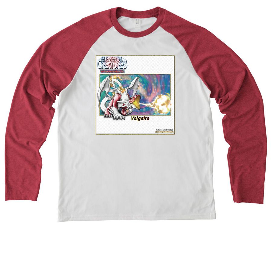 EC: ALPHA EVOLVED VOLGAIRO, a Rise Up Red/ Bright White Allmade Eco Triblend Colorblock Raglan Long Sleeve Tee