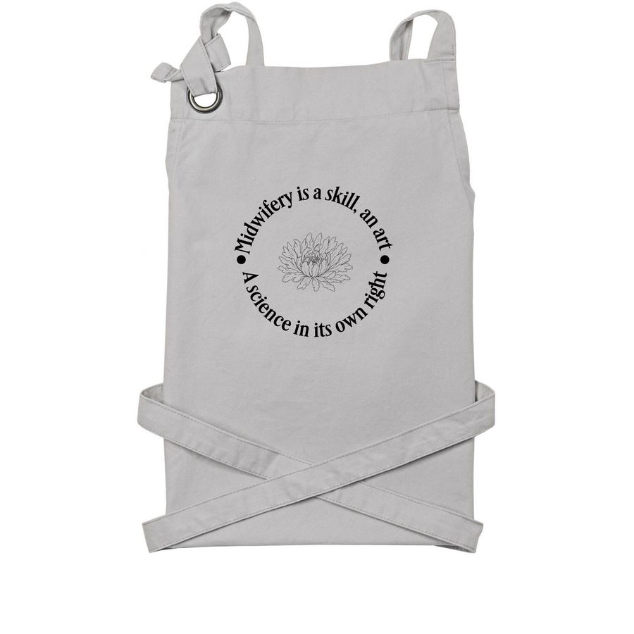 Midwifery apron, a Silver Cotton Canvas Pocket Apron