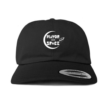 Mayor From Space White Logo Hat, a Black Printed Classic Baseball Cap