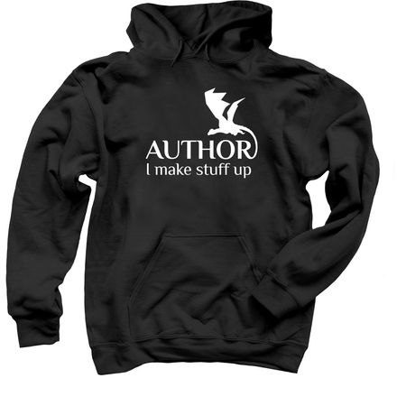 Author - I Make Stuff Up, a Black Pullover Hoodie