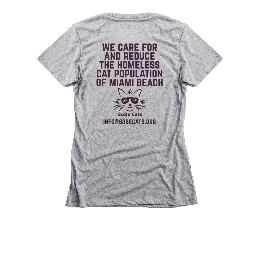 SoBe Cats, a Dark Heather Grey Women's Slim Fit Tee (back-view)