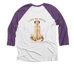 I Like Big Mutts Fall 26? Edition&nbsp;, a Purple Rush and Heather White 3/4 Sleeve Baseball Tee (back-view)