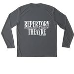 {RDT&nbsp;2026} Performance Wear Series&nbsp;, a Iron Grey Unisex Performance Long Sleeve Tee (back-view)