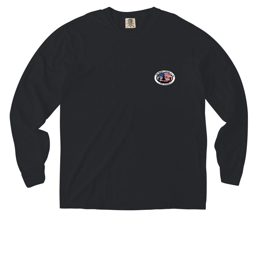 YK Rod Club, a Black Comfort Colors Long Sleeve Pocket Tee