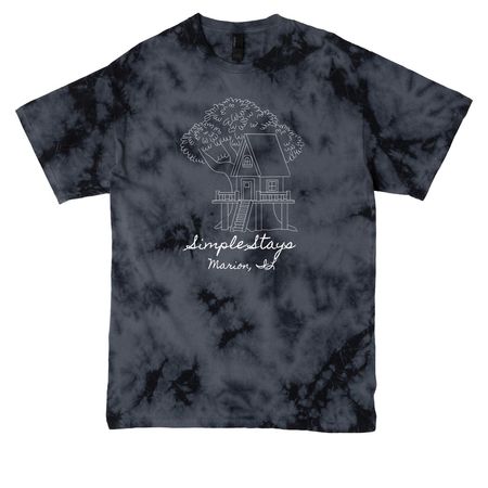Treehouse Graphic, a Black Crystal Tie Dye Tee
