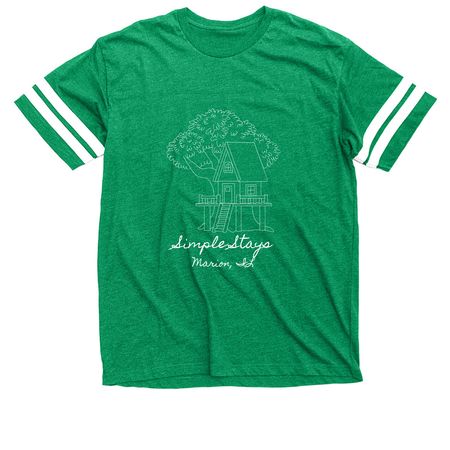 Treehouse Graphic, a Vintage Green / White Football Jersey Tee