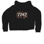 The Return of the Ruckus, a Black Women?s Lightweight Cropped Hoodie (back-view)