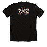 The Return of the Ruckus, a Solid Black Blend Premium Unisex Tee (back-view)