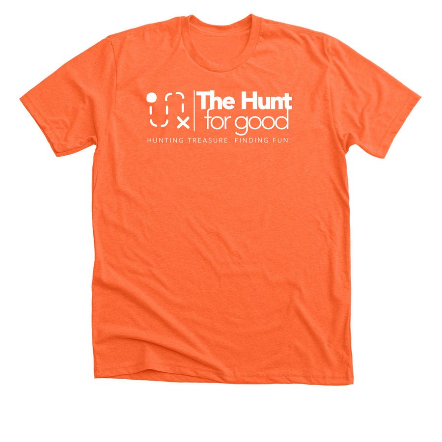 The Hunt for Good Merch, a Heather Orange Premium Unisex Tee