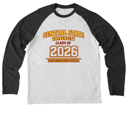 "CLASS OF 2026 ALUMNI, a Space Black/ Bright White Allmade Eco Triblend Colorblock Raglan Long Sleeve Tee