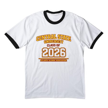 "CLASS OF 2026 ALUMNI, a White/ Jet Black Cotton Ringer Tee