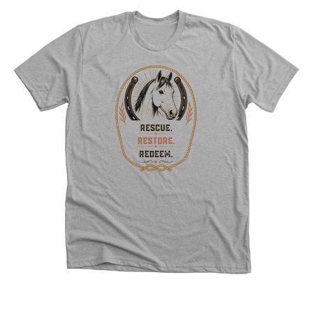 Rescue. Restore. Redeem., a Athletic Heather Premium Unisex Tee