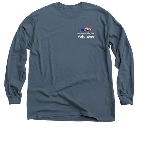 Long Sleeve Volunteer Shirt - White text, a Indigo Classic Long Sleeve Tee