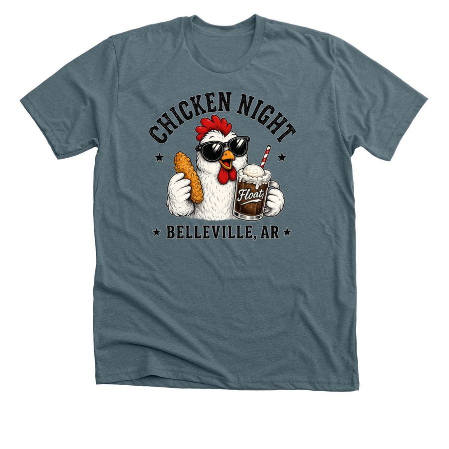 Chicken Night, a Heather Slate Premium Unisex Tee