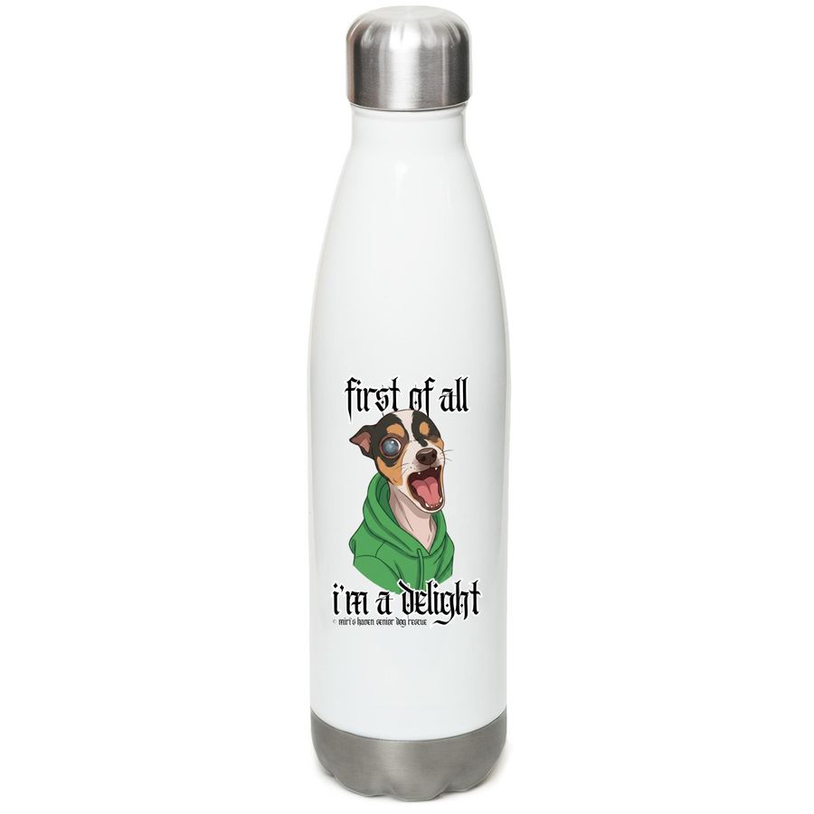 Corn Says Hydrate!&nbsp;, a White Stainless Steel Water Bottle