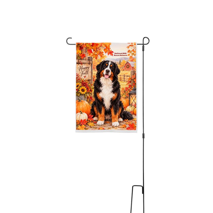 Pumpkins, Paws & Happy Fall Garden Flag, a White 12" x 18" Yard Flag with Stake