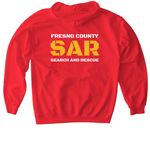 SAR, a Red Gildan Softstyle Pullover Hoodie (back-view)