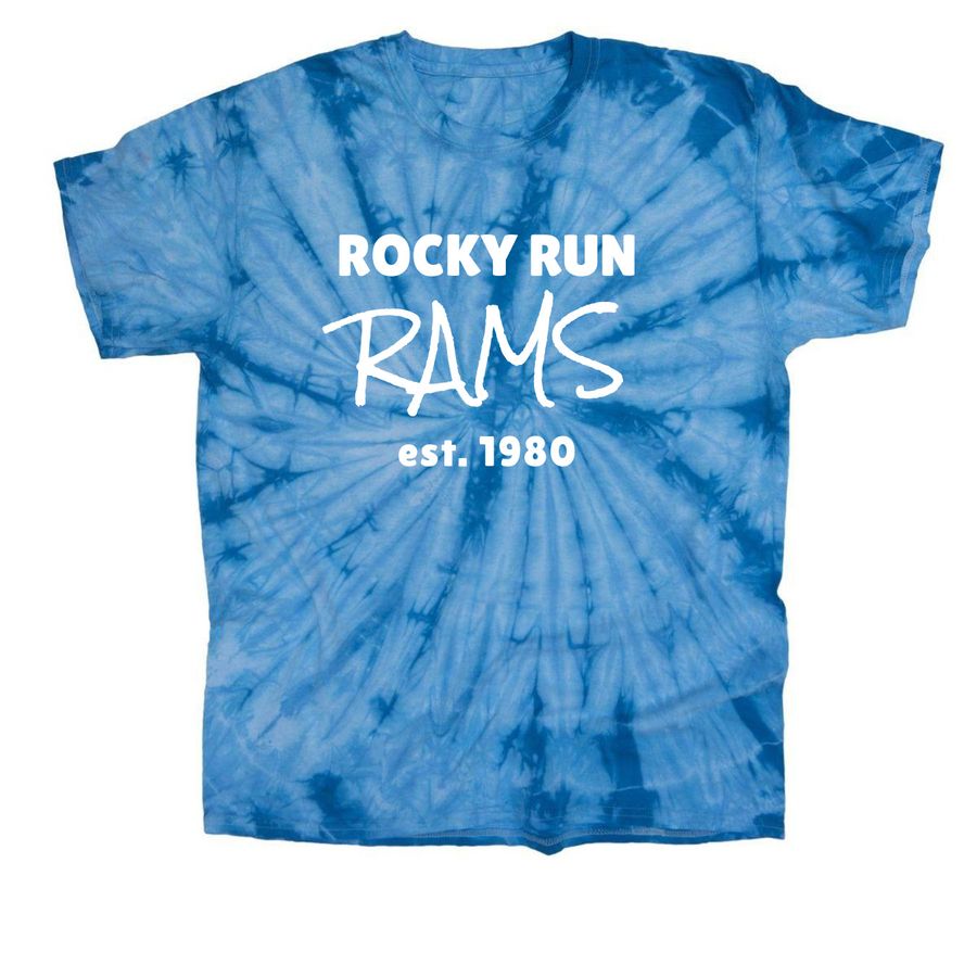 Rocky Run RAMS, a Baby Blue Classic Tie Dye Tee