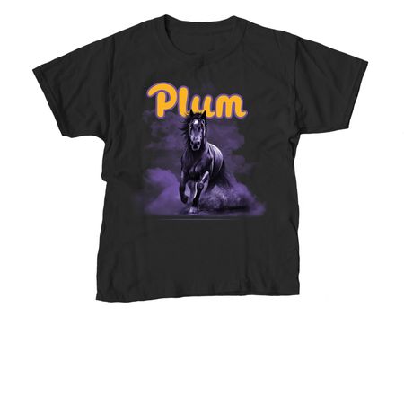 Plum Mustangs | Charge, a Black Youth Unisex Tee