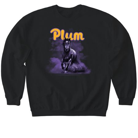 Plum Mustangs | Charge, a Black Softstyle Crewneck Sweatshirt