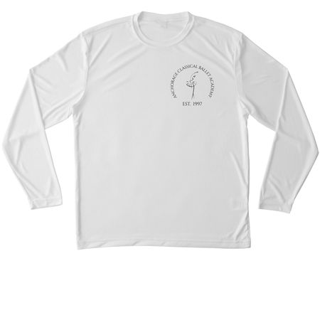 ACBA Athleisure Tops, a White Unisex Performance Long Sleeve Tee