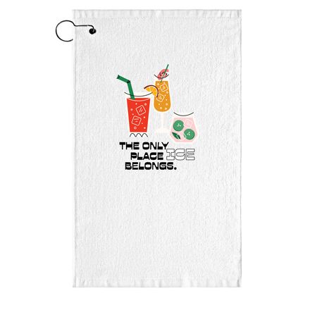 LUPEC's Only Place ICE Belongs Bar/Golf Towel, a White Golf Towel