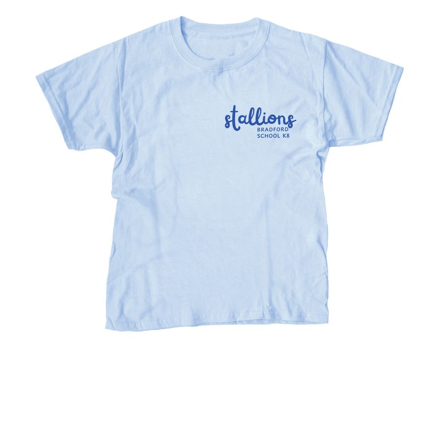 Stallions Pocket Logo, a Light Blue Youth Unisex Tee