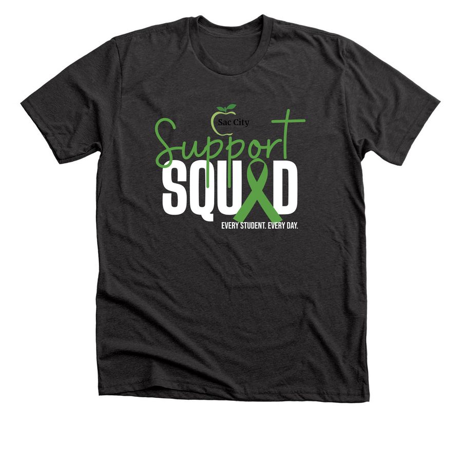 Student Support Services "Support Squad" Tee, a Dark Grey Heather Premium Unisex Tee