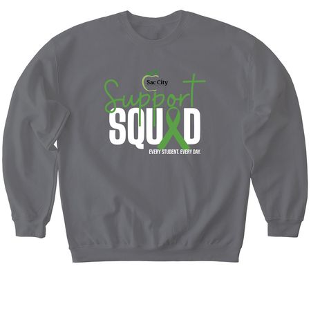 Student Support Services "Support Squad" Tee, a Charcoal Softstyle Crewneck Sweatshirt