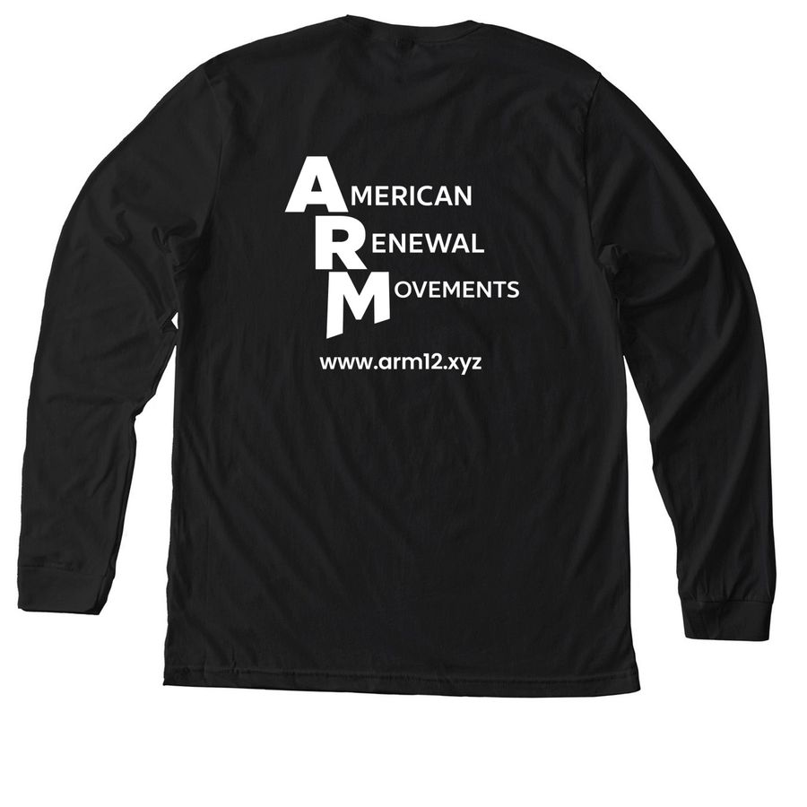 ARM Long sleeve - Front and Back logo, a Solid Black Blend Premium Long Sleeve Tee (back-view)