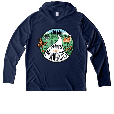 Miles for Monarchs Performance Gear, a True Navy UV Performance Long Sleeve Hoodie