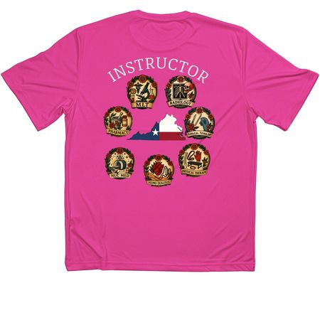DET Portsmouth Instructors pink ribbon 5k, a Neon Pink Classic Performance Tee (back-view)