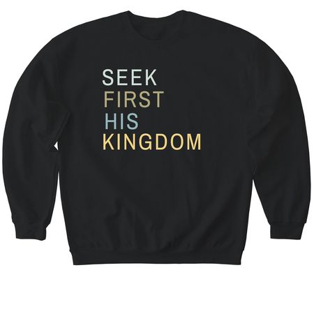 SEEK FIRST, a Black Softstyle Crewneck Sweatshirt